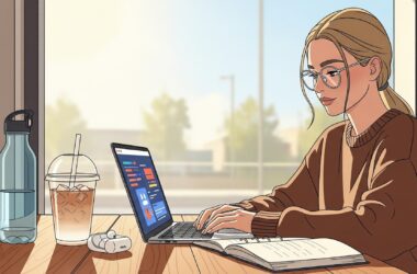 Student studying online for class success