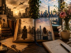 reader enjoying dual-timeline historical fiction novel connecting past and present storylines in 2026