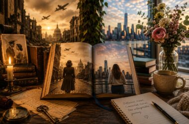 reader enjoying dual-timeline historical fiction novel connecting past and present storylines in 2026