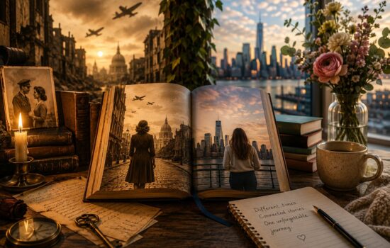 reader enjoying dual-timeline historical fiction novel connecting past and present storylines in 2026