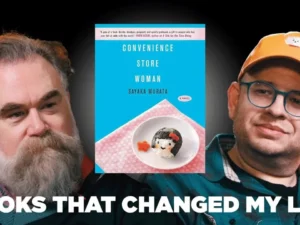 comedian Mike Drucker reflecting on identity and societal expectations through Sayaka Murata's novel
