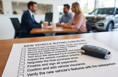 car buying checklist for Washington shoppers reviewing vehicle options at local dealership